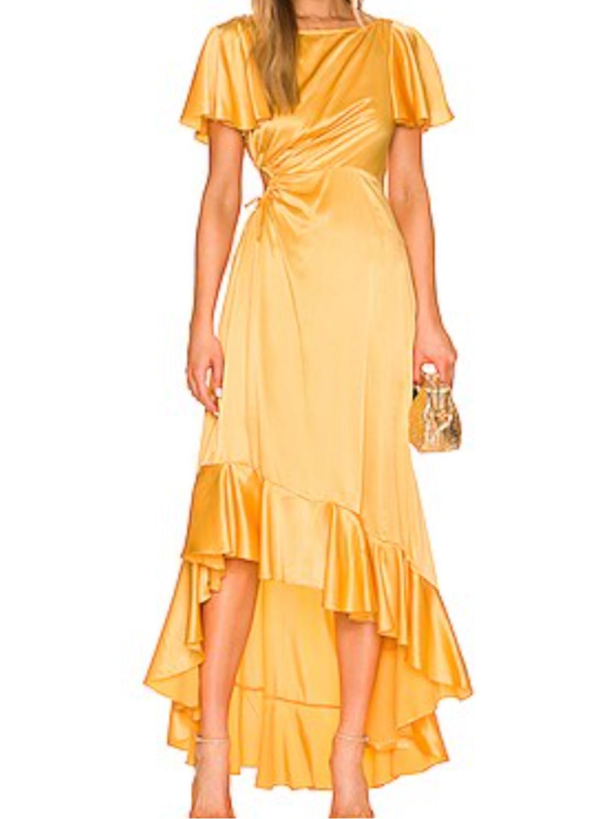 Cinq A Sept Yellow Silk Patti Maxi Ruffle Dress Sz 2